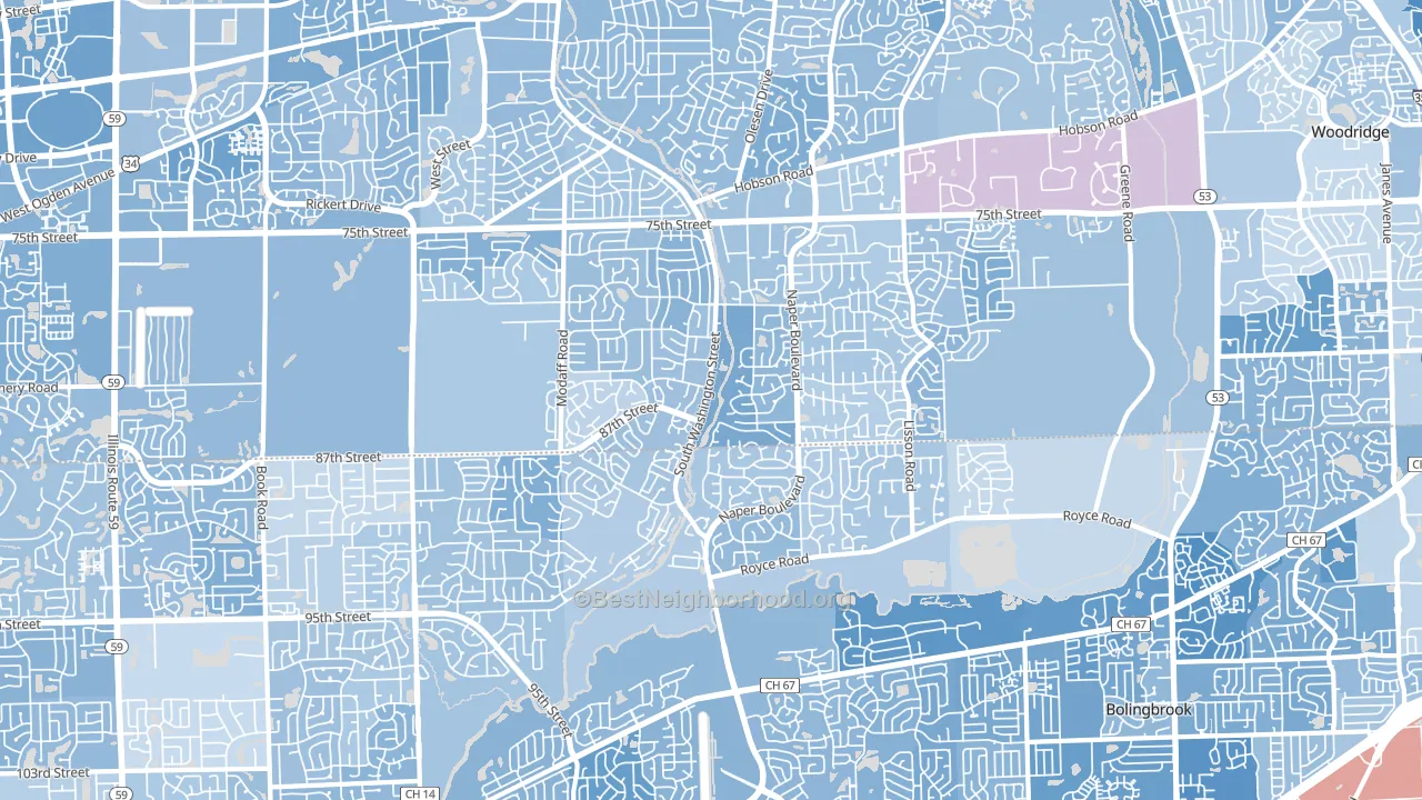 60565, IL block-group political-lean map