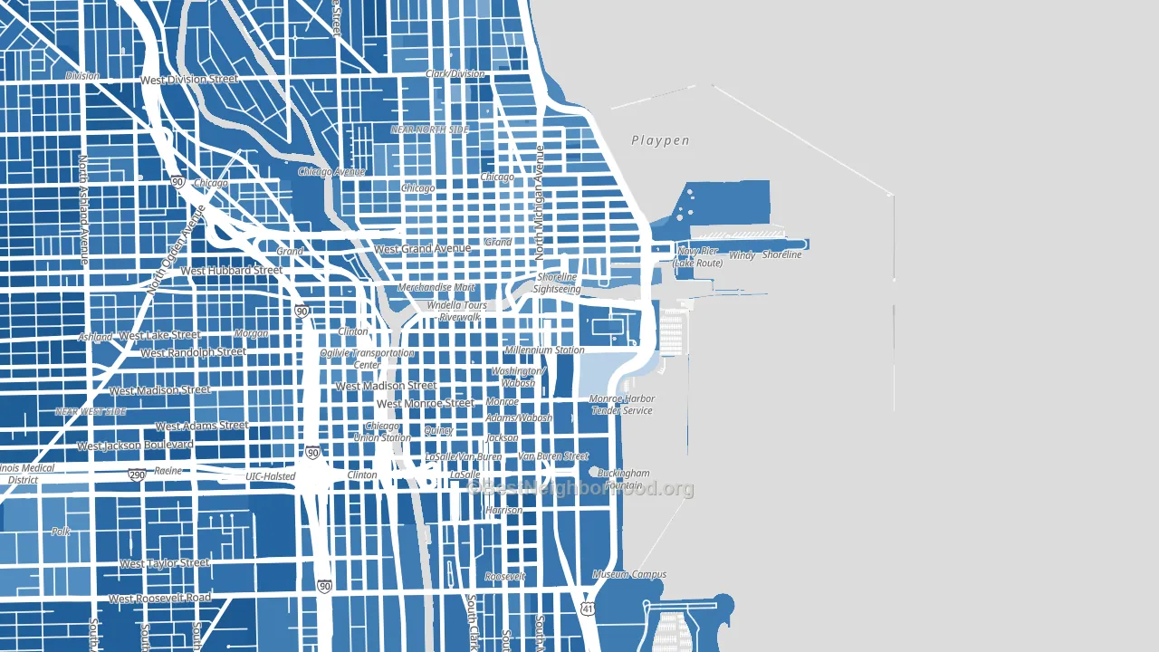 60601, IL block-group political-lean map