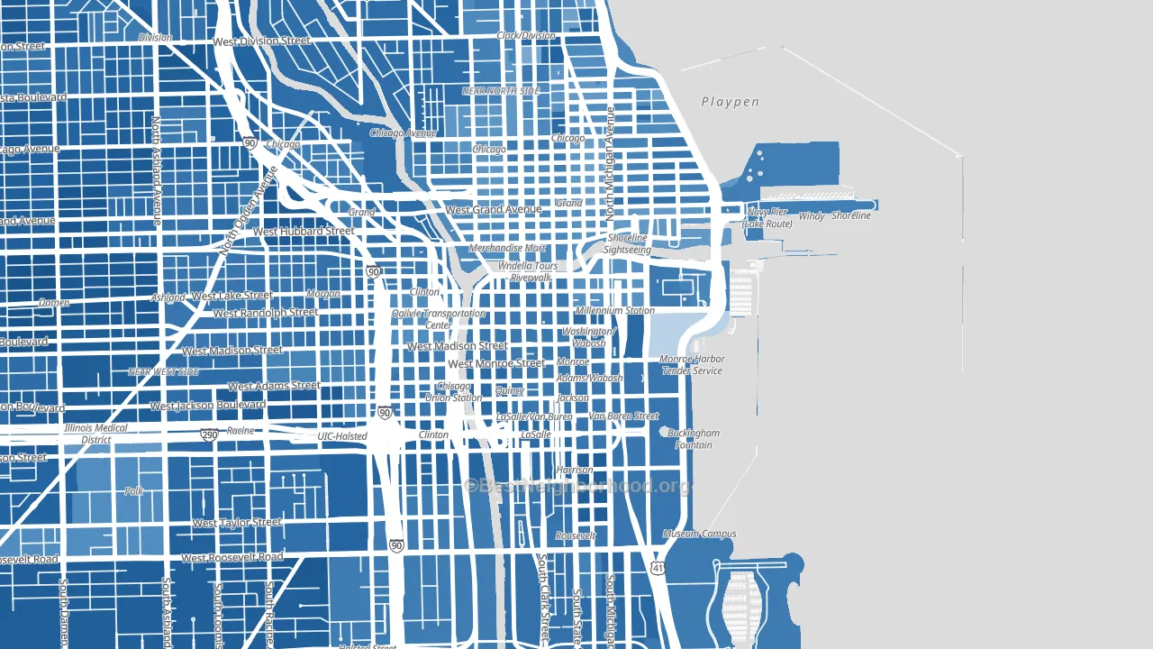 60602, IL block-group political-lean map