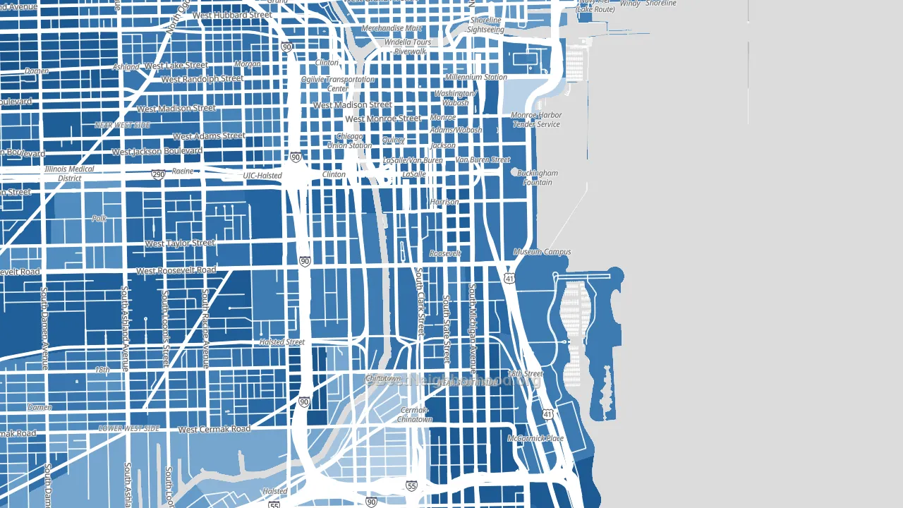60605, IL block-group political-lean map
