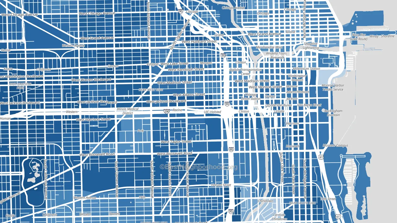 60607, IL block-group political-lean map