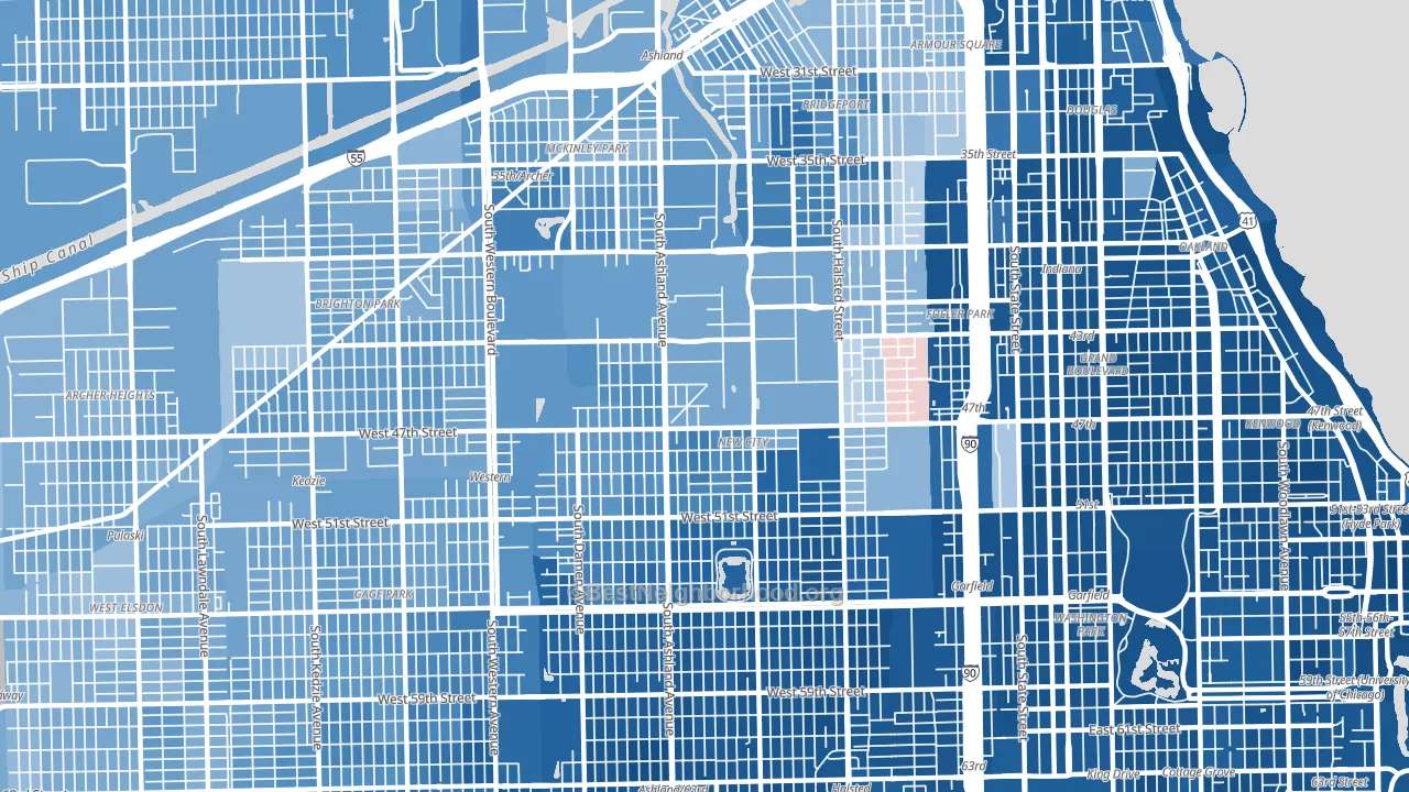 60609, IL block-group political-lean map