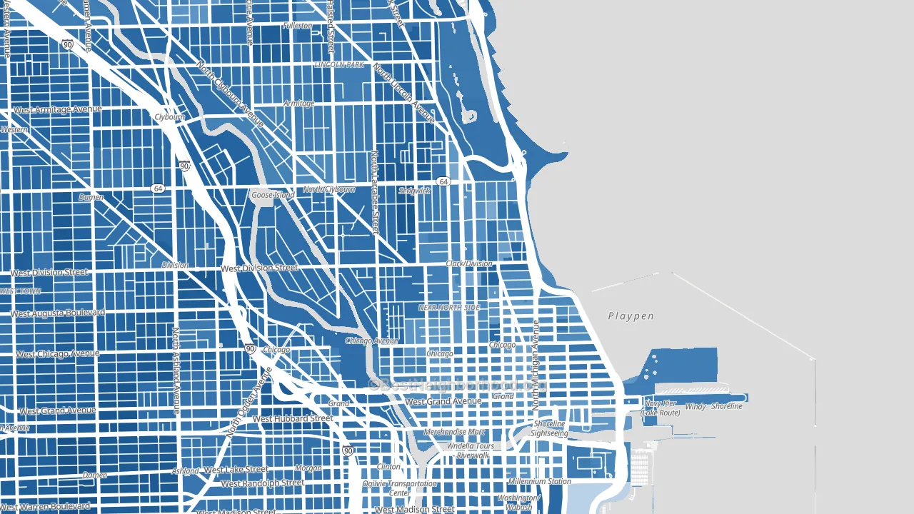 60610, IL block-group political-lean map