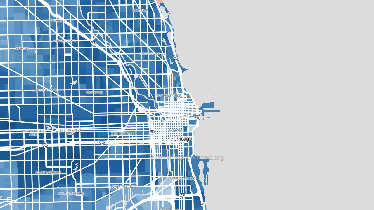60611, IL block-group political-lean map