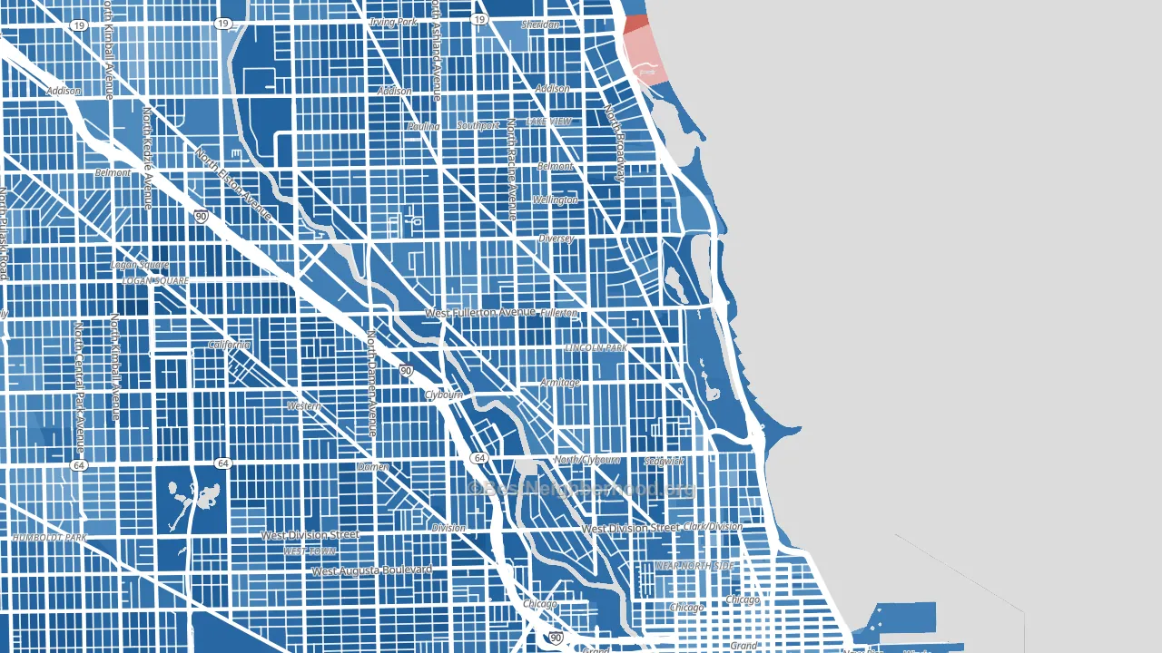 60614, IL block-group political-lean map
