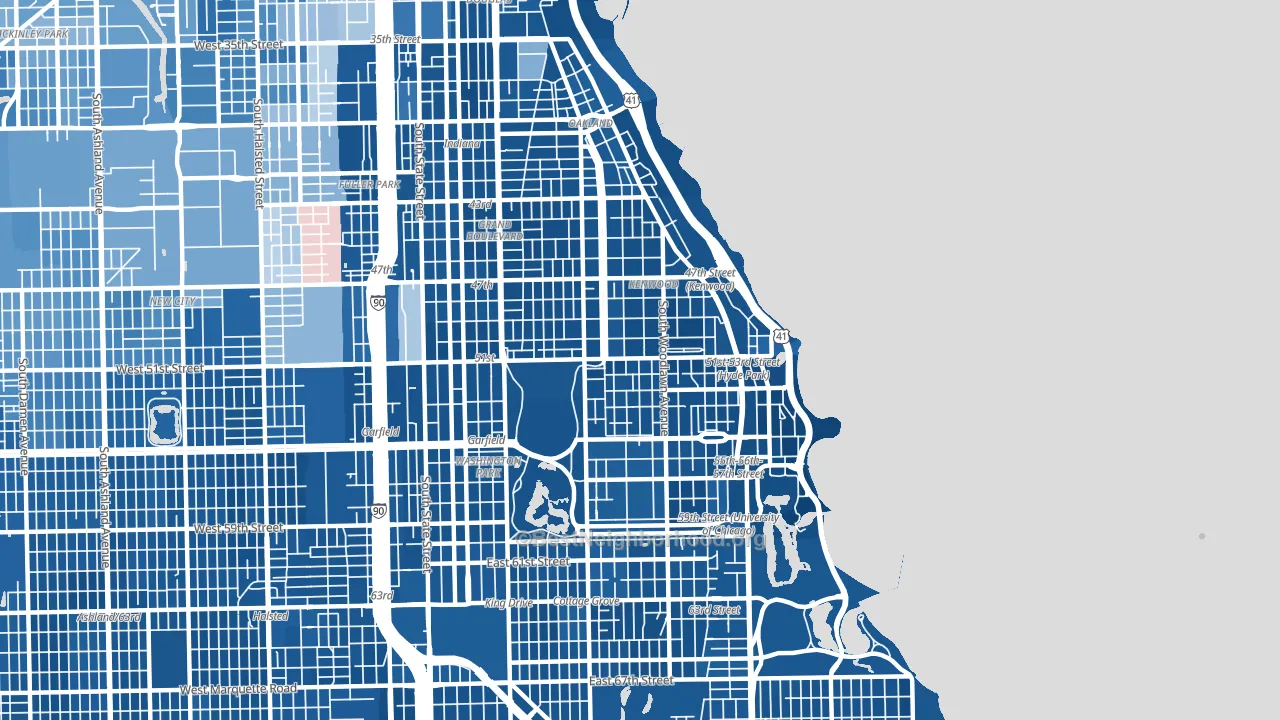 60615, IL block-group political-lean map