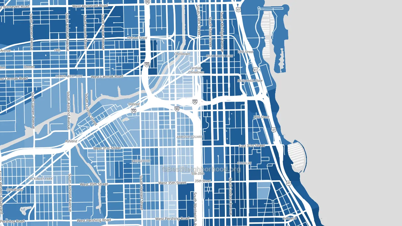 60616, IL block-group political-lean map