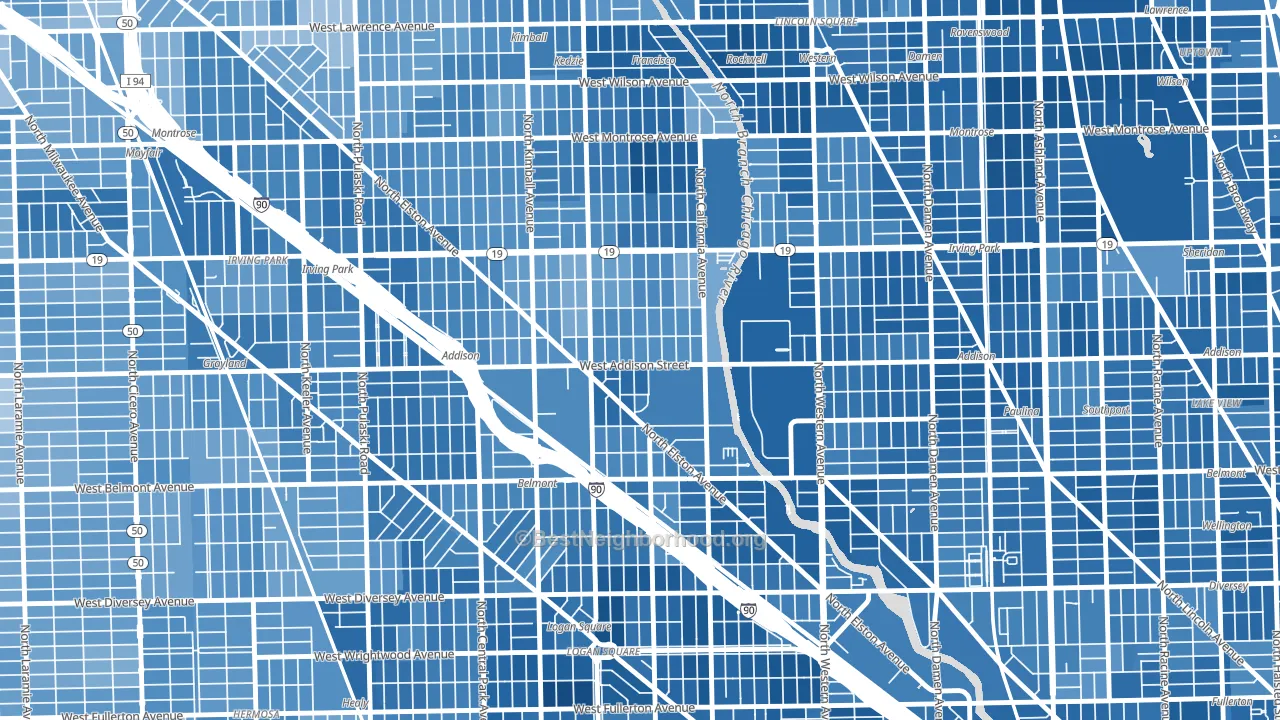 60618, IL block-group political-lean map