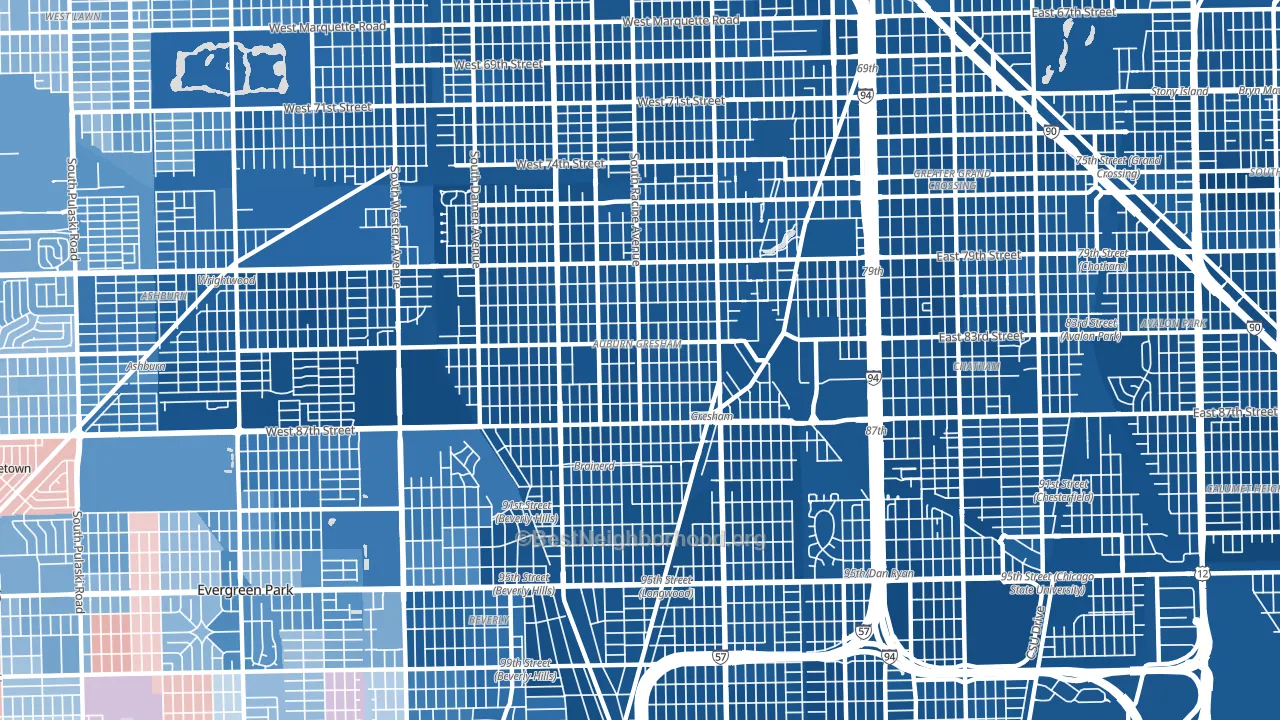 60620, IL block-group political-lean map