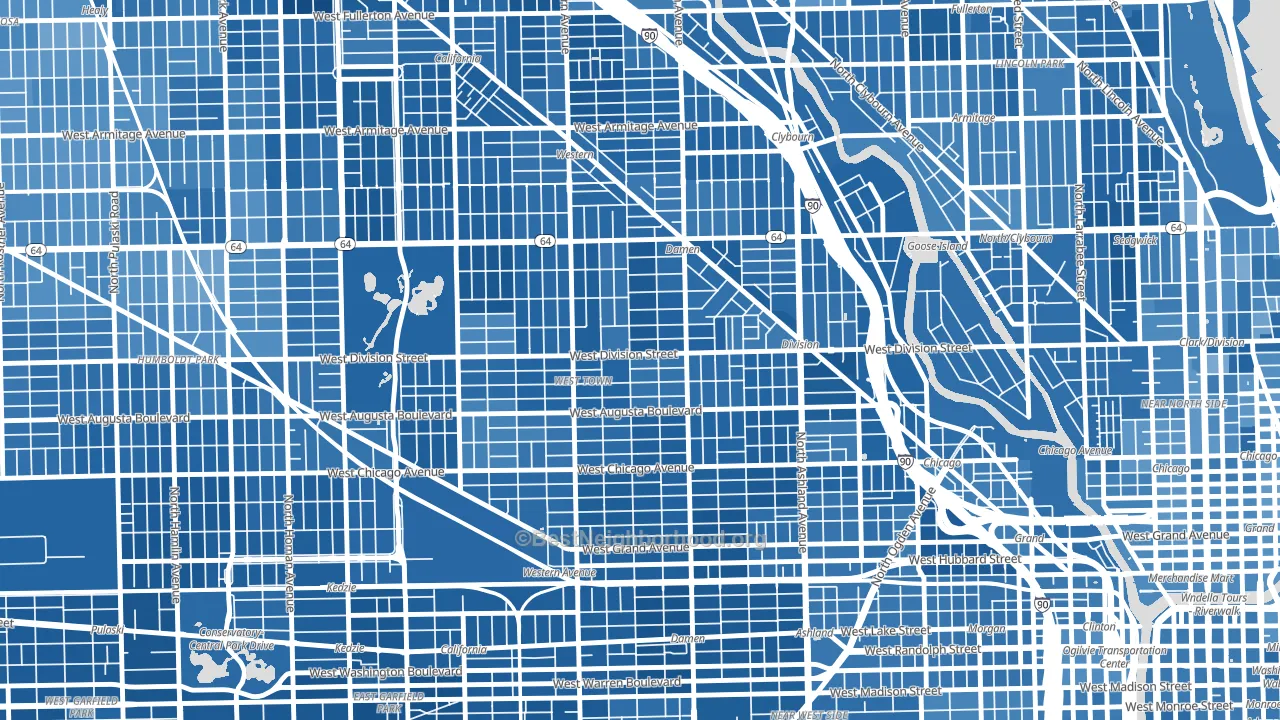 60622, IL block-group political-lean map