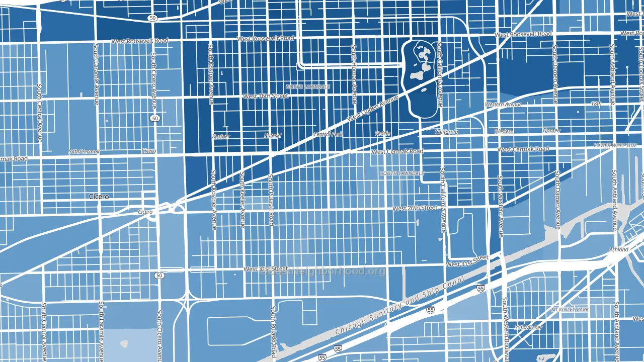 60623, IL block-group political-lean map