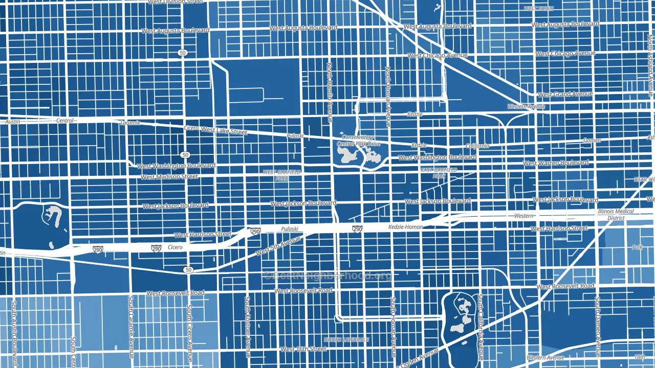 60624, IL block-group political-lean map