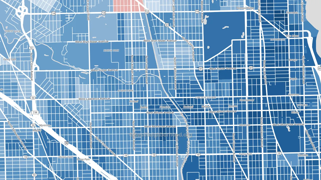 60625, IL block-group political-lean map