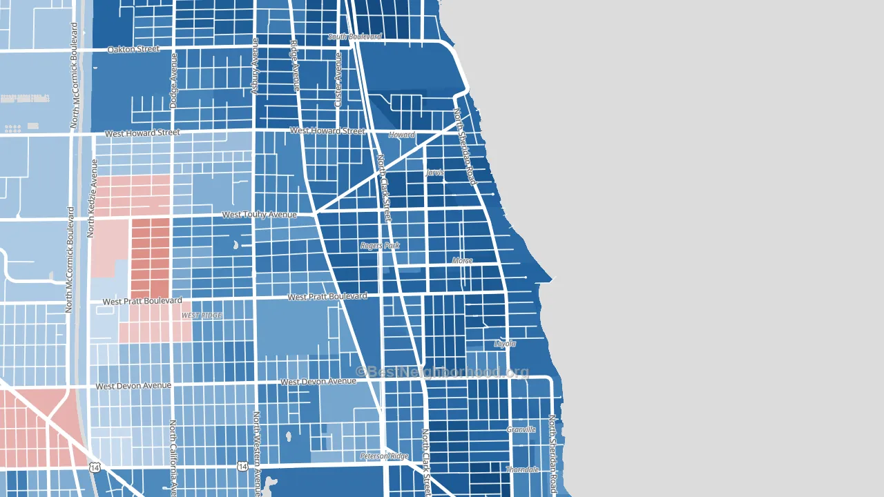 60626, IL block-group political-lean map
