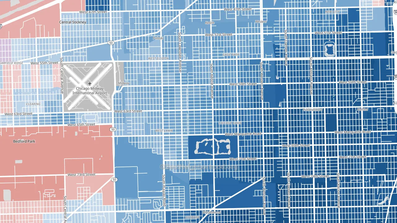 60629, IL block-group political-lean map
