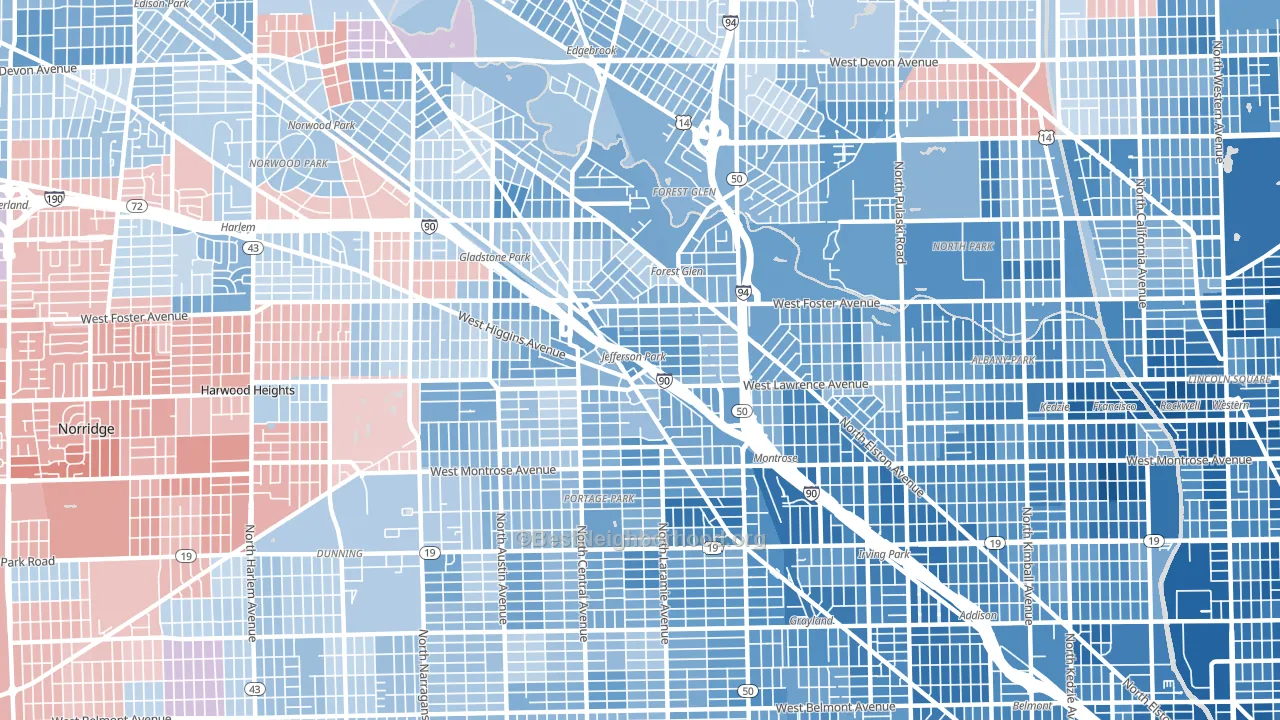 60630, IL block-group political-lean map