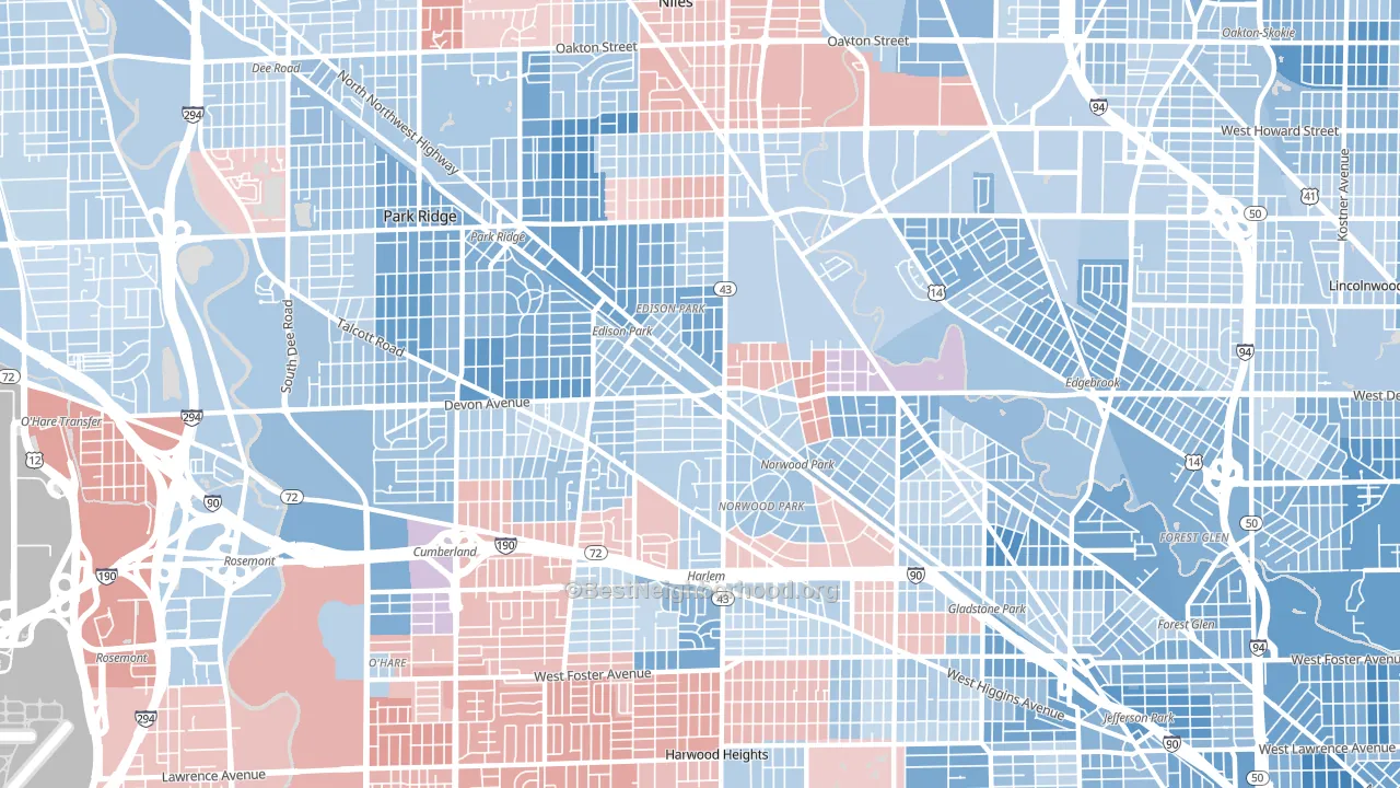 60631, IL block-group political-lean map