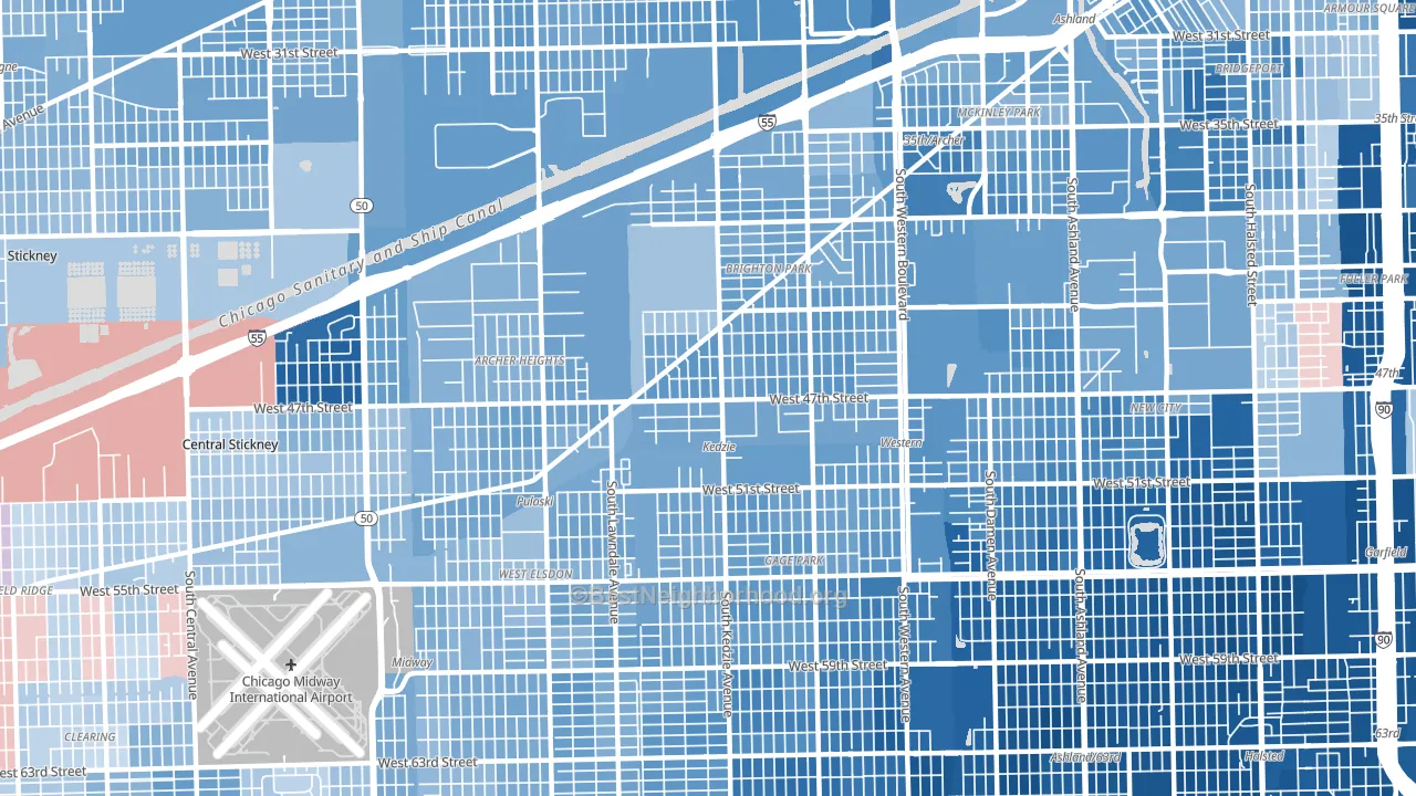 60632, IL block-group political-lean map