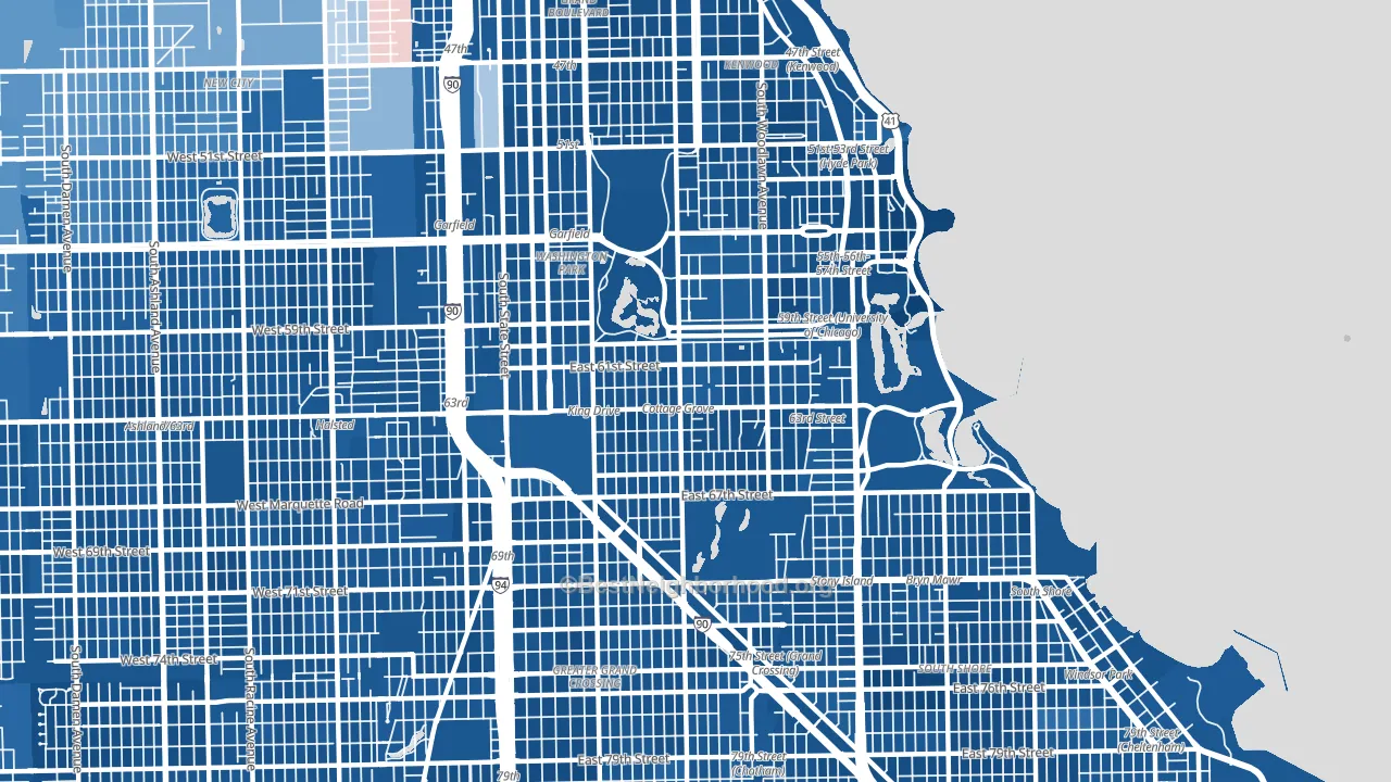 60637, IL block-group political-lean map