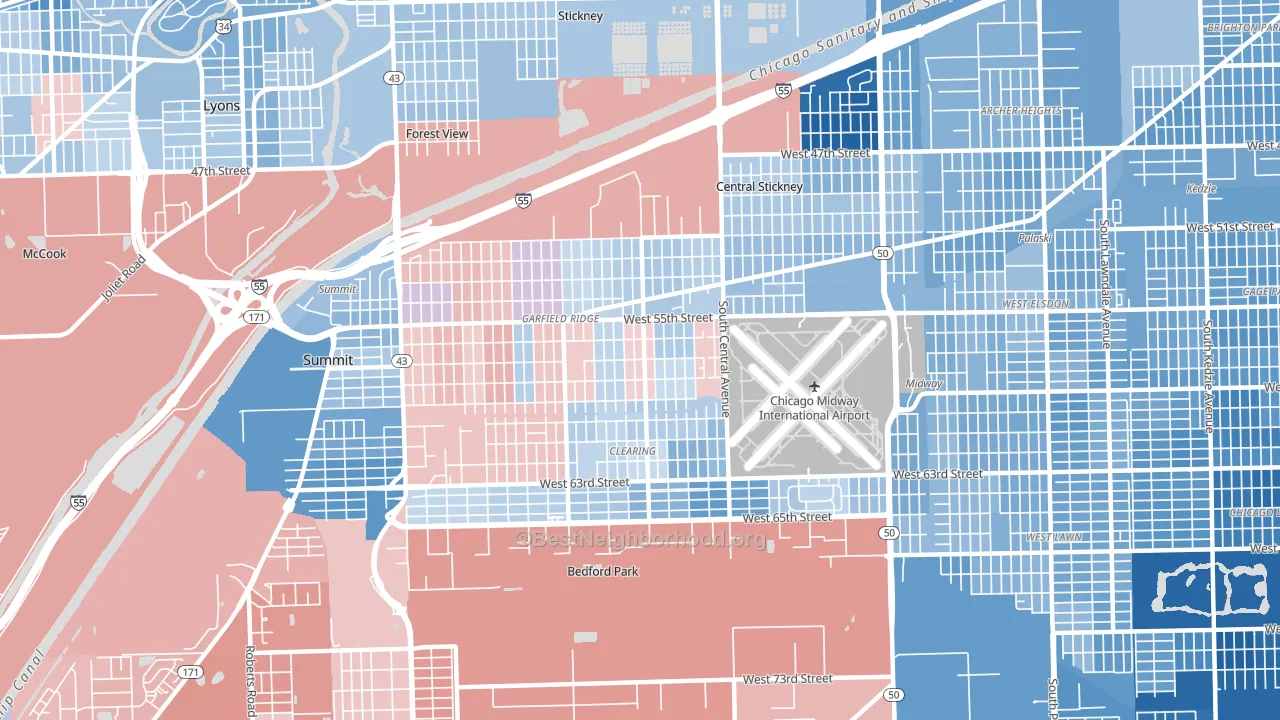 60638, IL block-group political-lean map