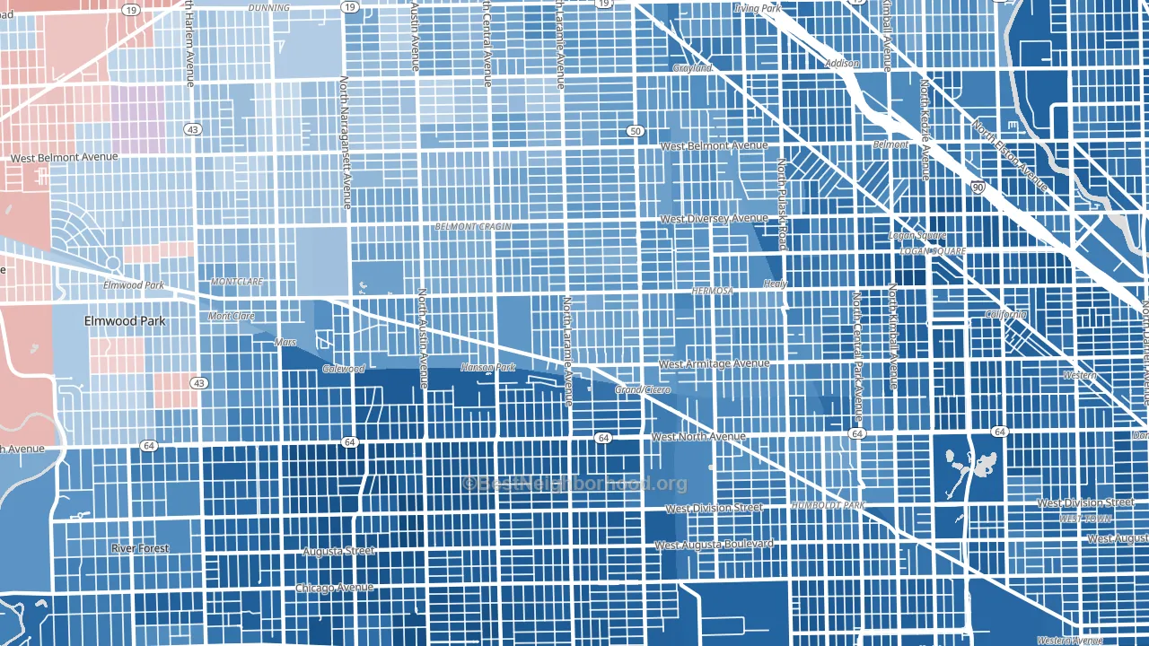 60639, IL block-group political-lean map