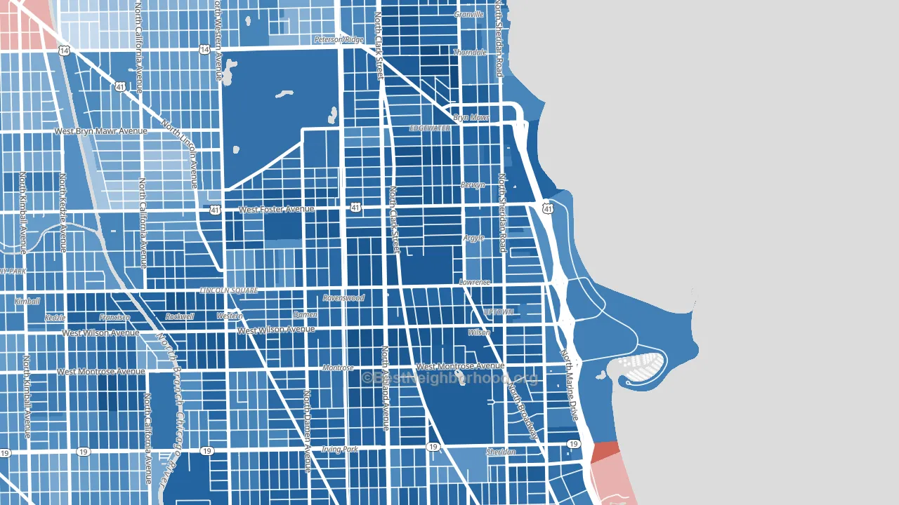 60640, IL block-group political-lean map