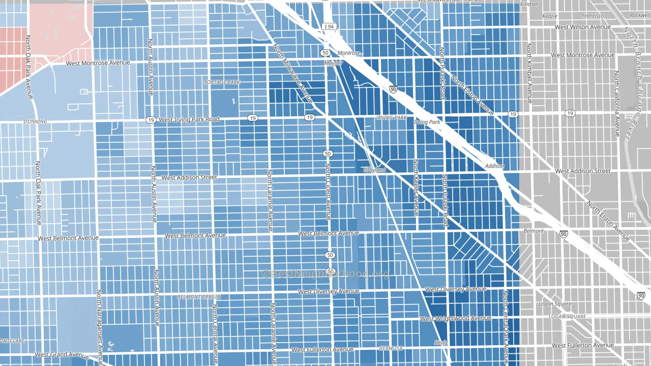 60641, IL block-group political-lean map