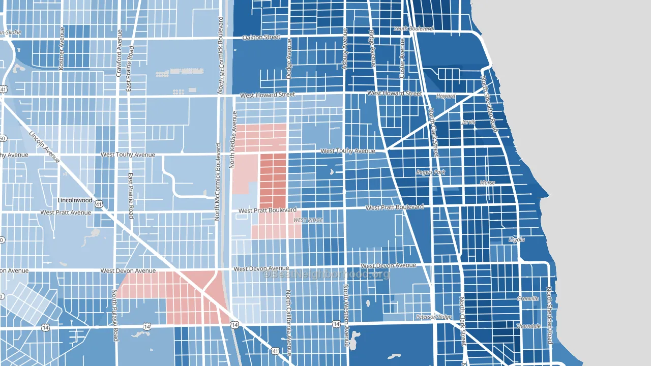 60645, IL block-group political-lean map
