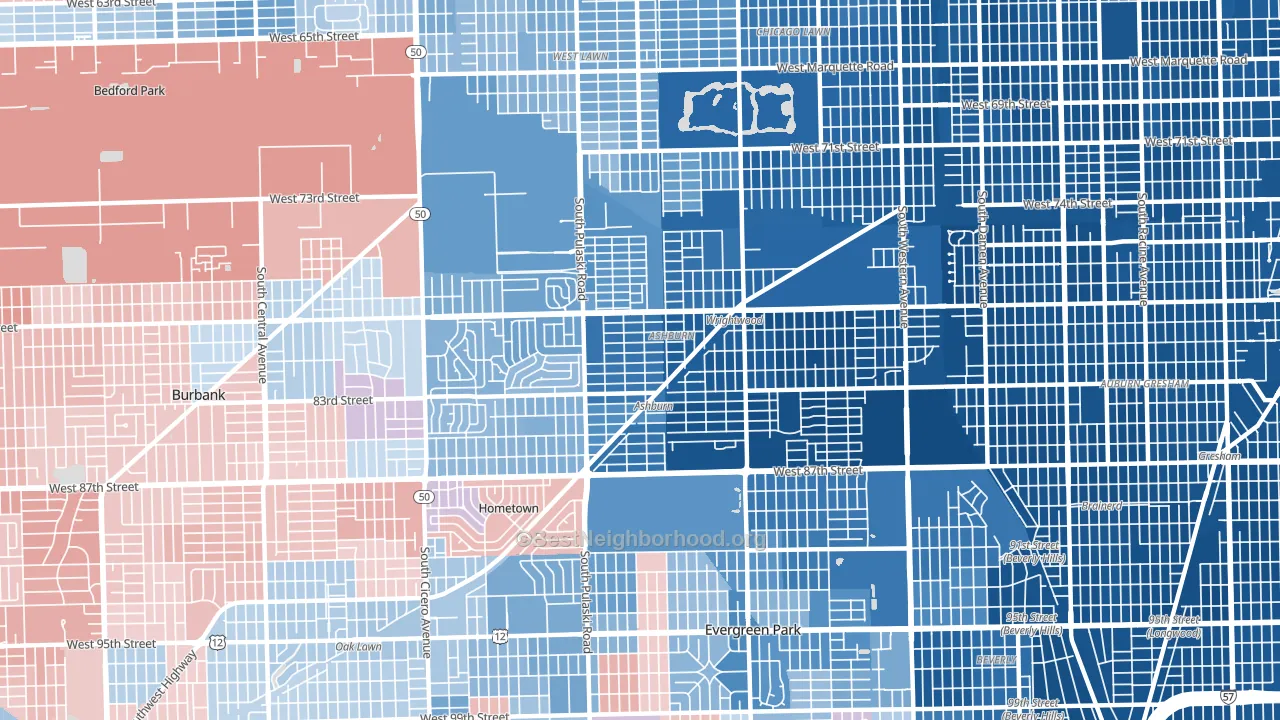 60652, IL block-group political-lean map