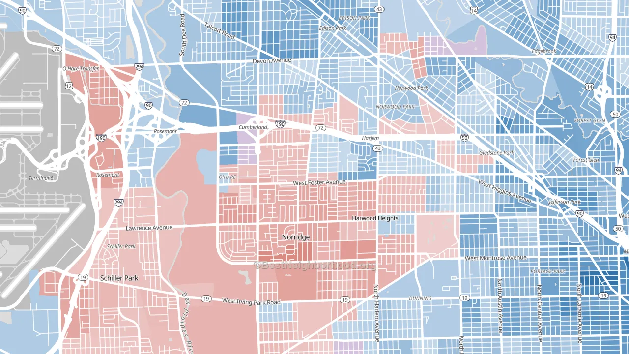 60656, IL block-group political-lean map