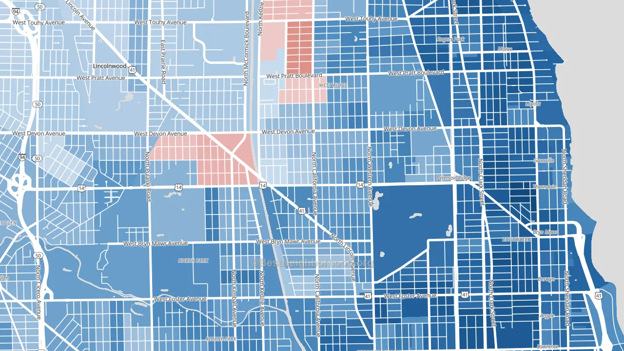 60659, IL block-group political-lean map