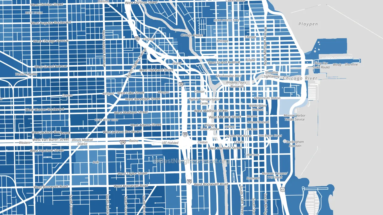 60661, IL block-group political-lean map