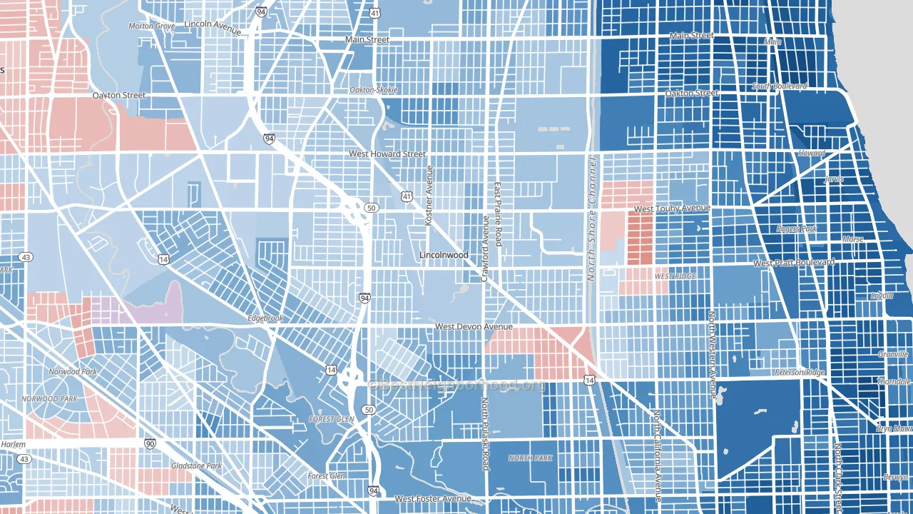 60712, IL block-group political-lean map