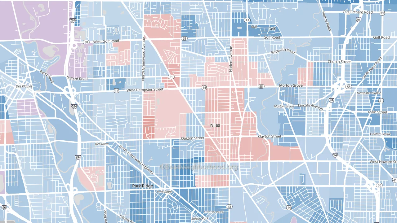 60714, IL block-group political-lean map
