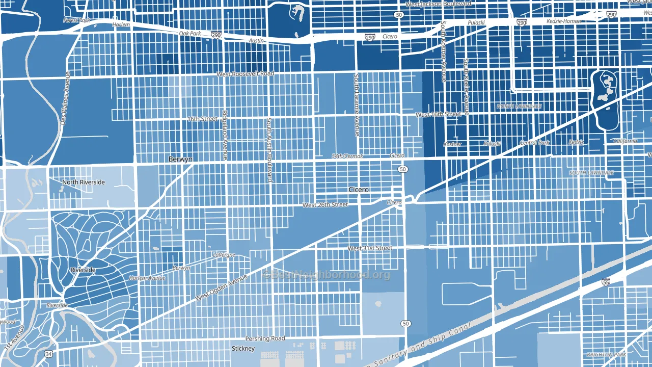60804, IL block-group political-lean map