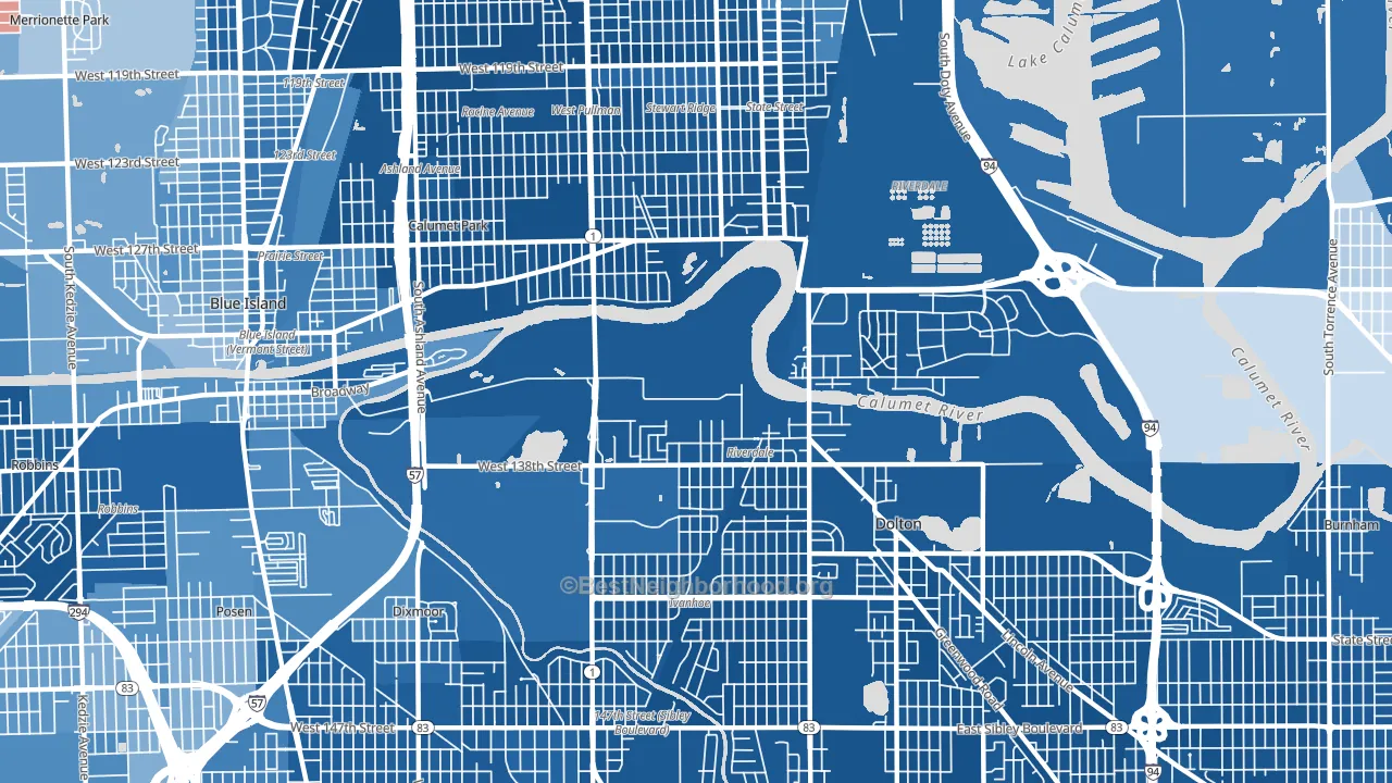 60827, IL block-group political-lean map