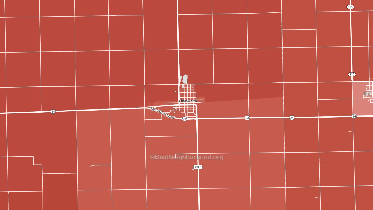 60921, IL block-group political-lean map
