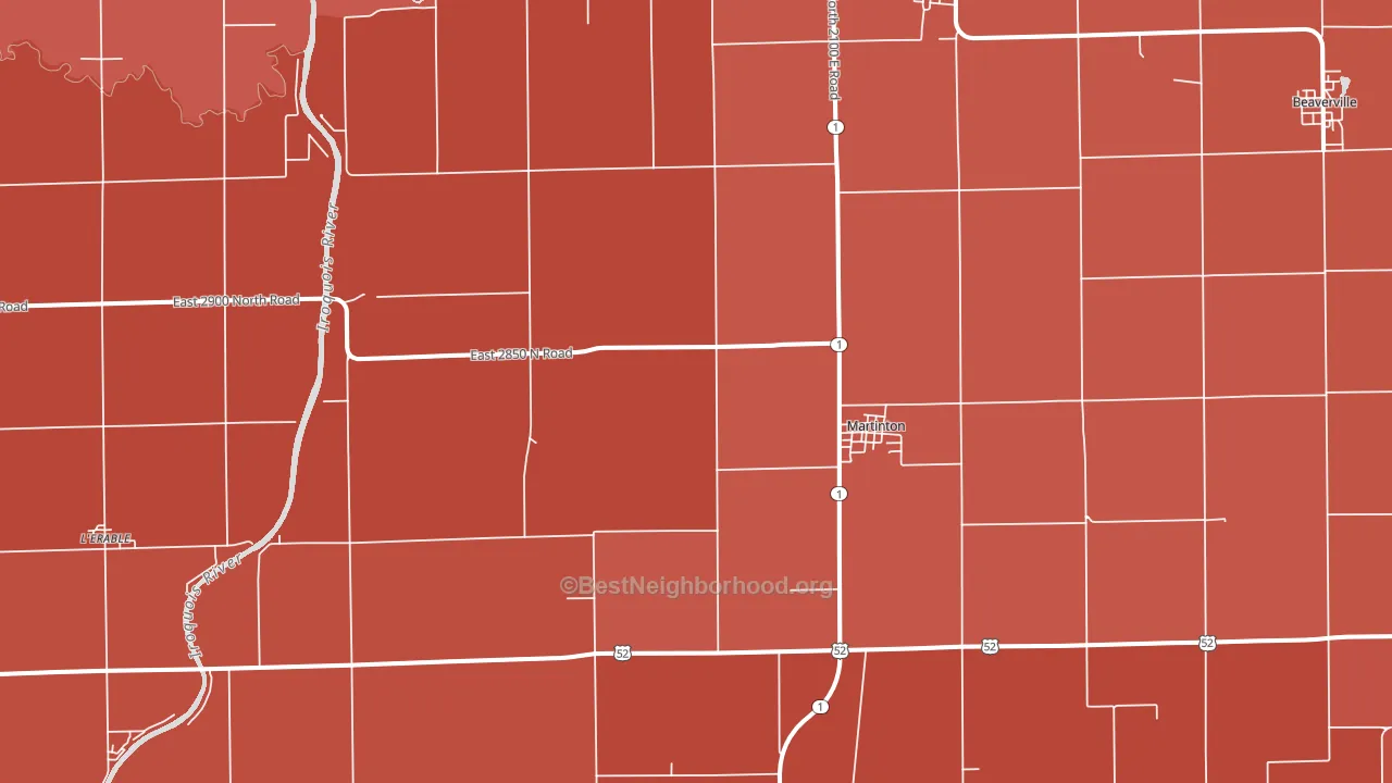 60951, IL block-group political-lean map