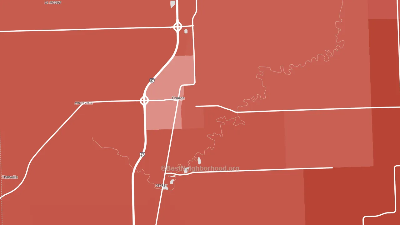 60955, IL block-group political-lean map