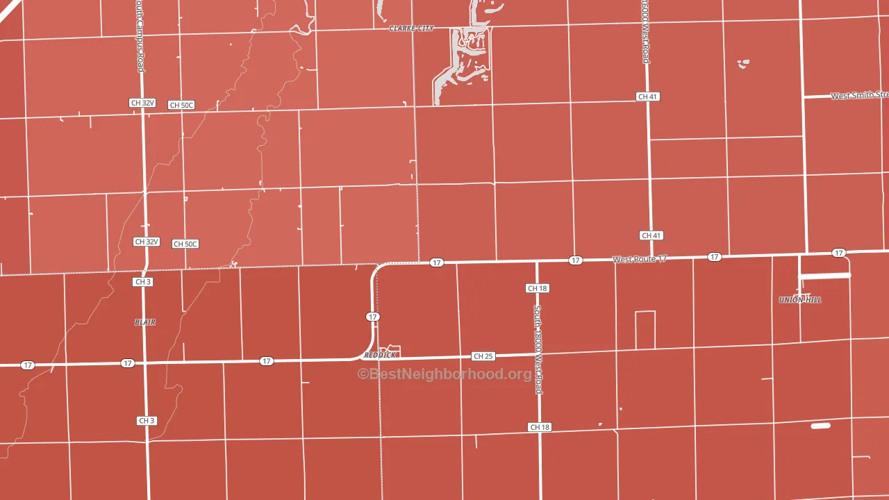 60961, IL block-group political-lean map
