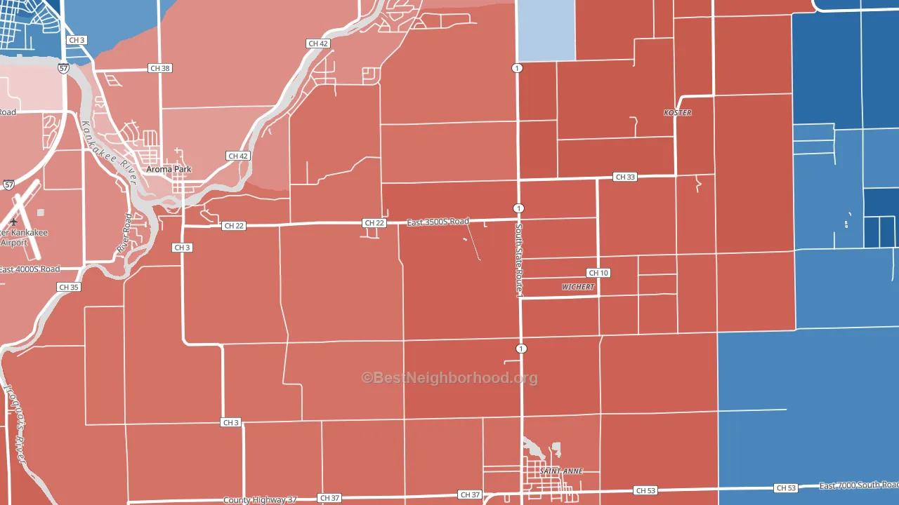 60964, IL block-group political-lean map