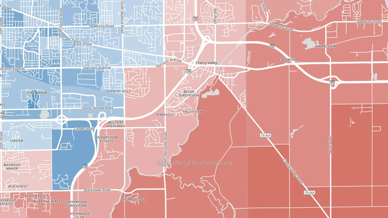 61016, IL block-group political-lean map
