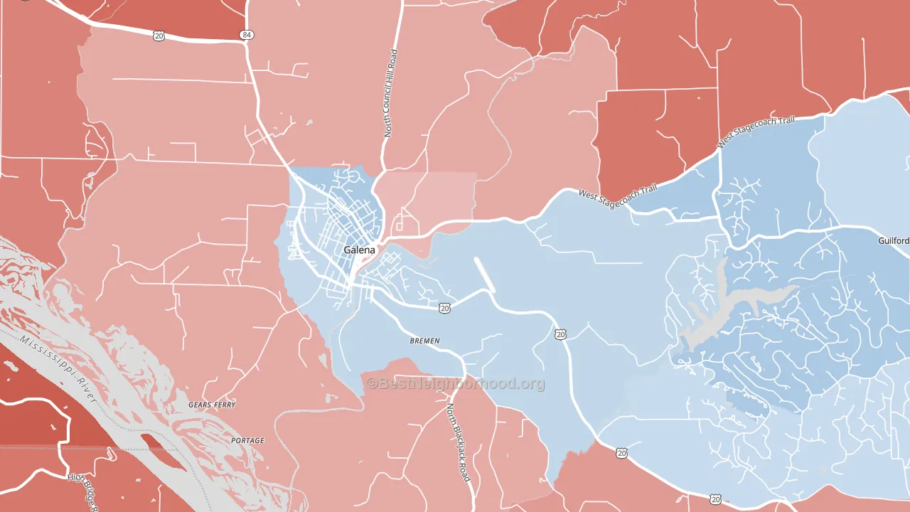 61036, IL block-group political-lean map