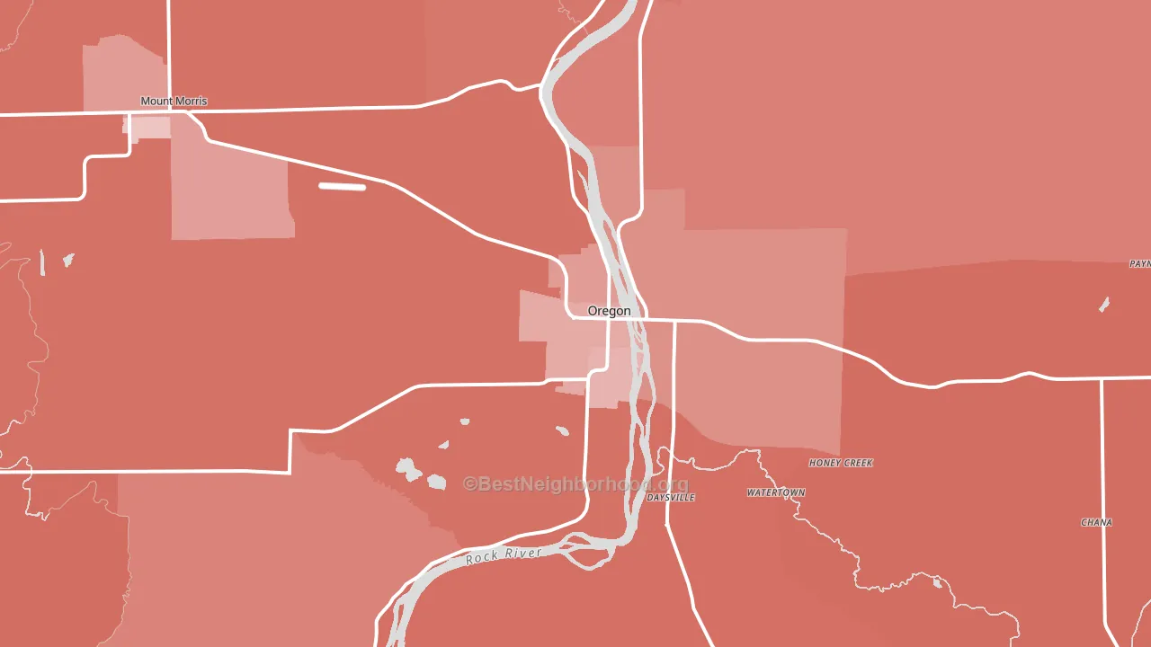 61061, IL block-group political-lean map