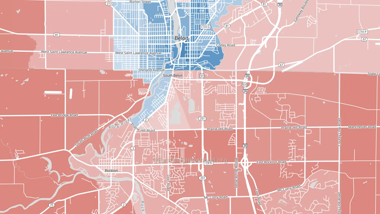 61080, IL block-group political-lean map