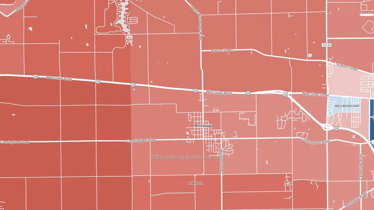 61088, IL block-group political-lean map