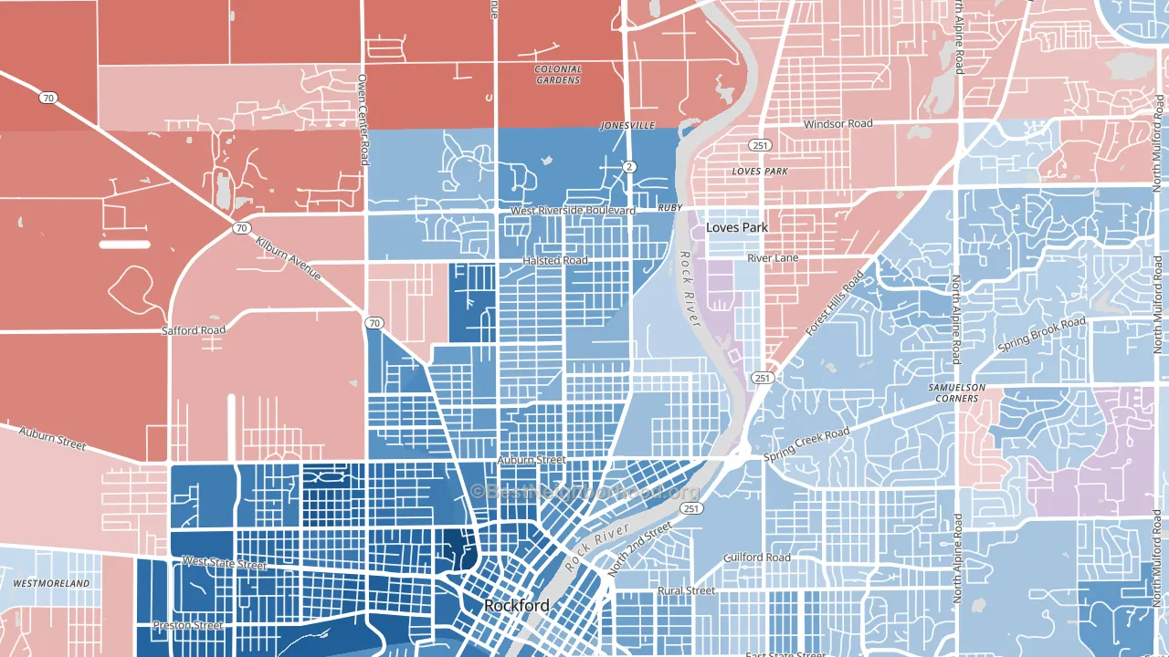 61103, IL block-group political-lean map