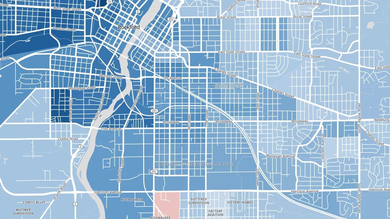 61104, IL block-group political-lean map