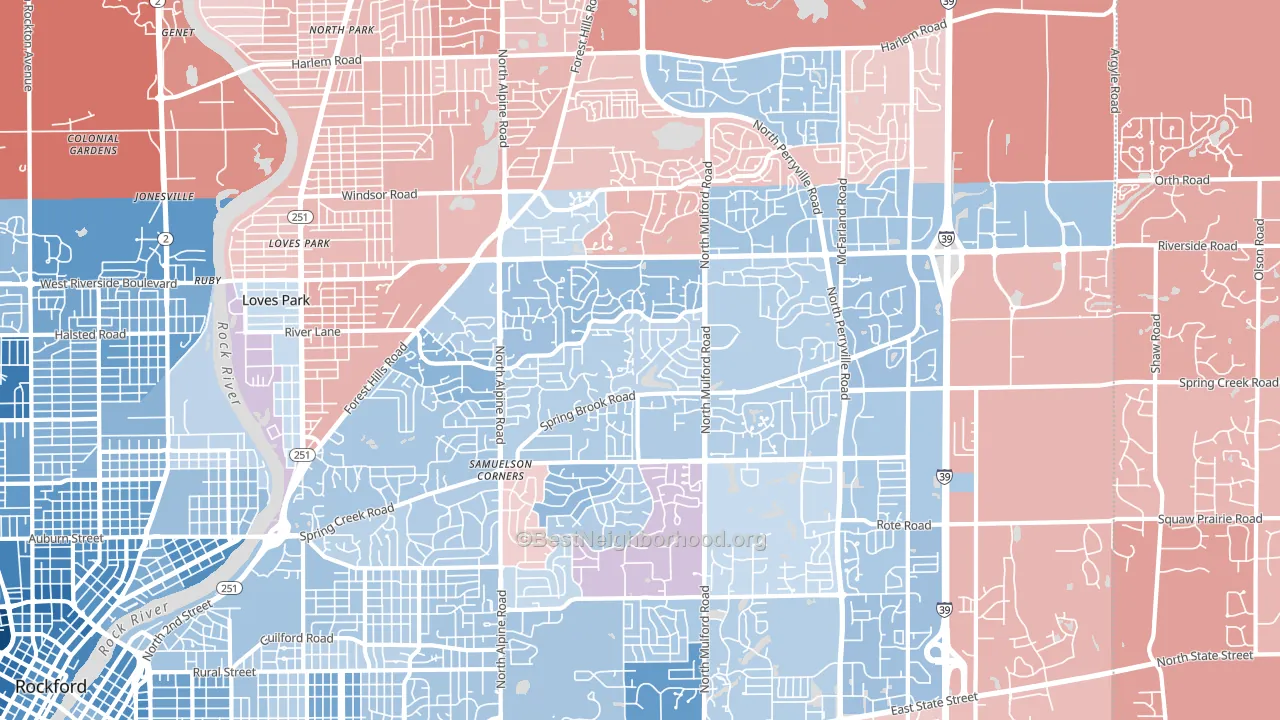 61114, IL block-group political-lean map