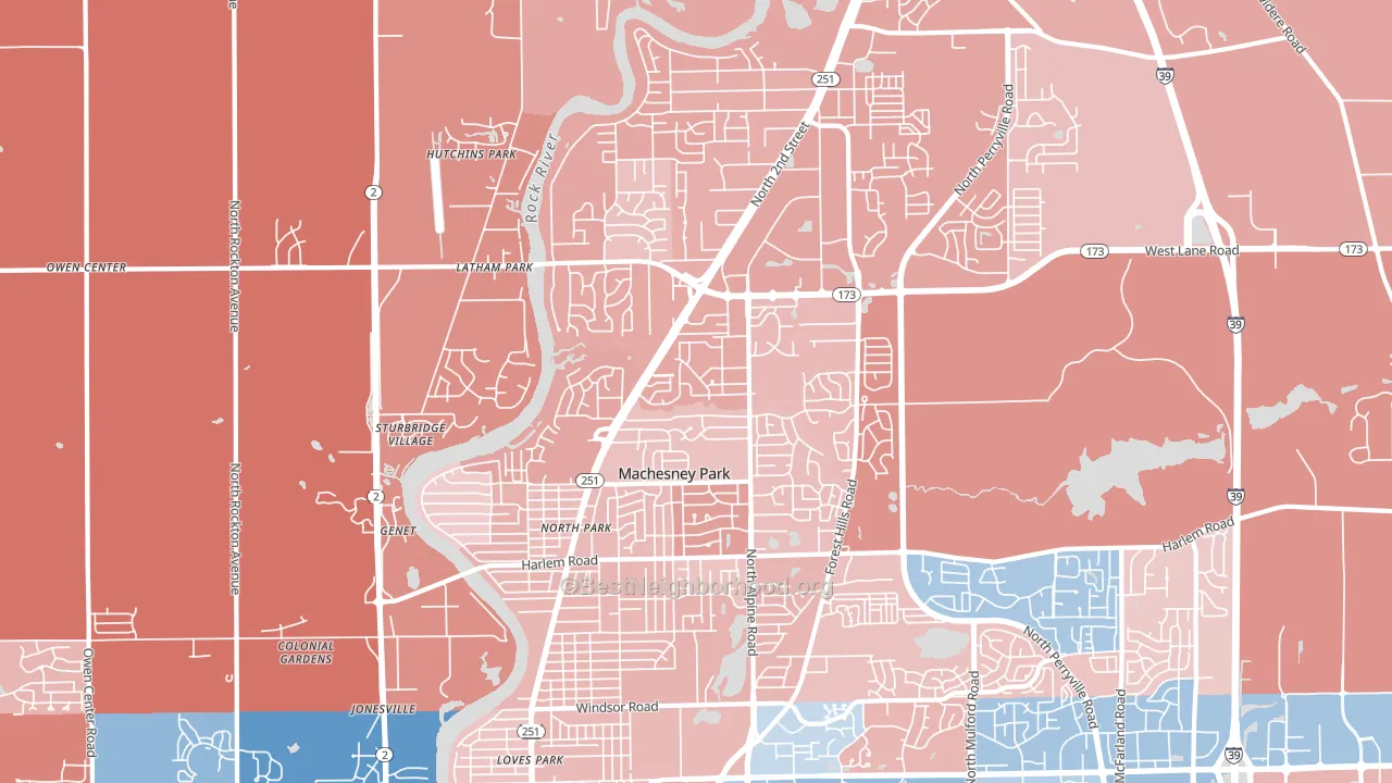 61115, IL block-group political-lean map